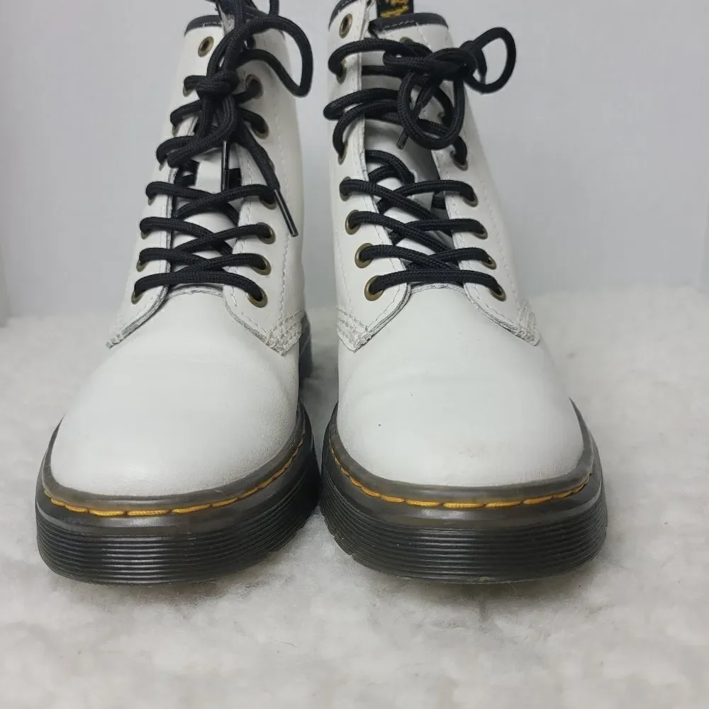 Dr. Martens Women's Size 6 Zavala White Leather Lace Up Combat Boots